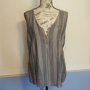 Denim stripe sleeveless blouse